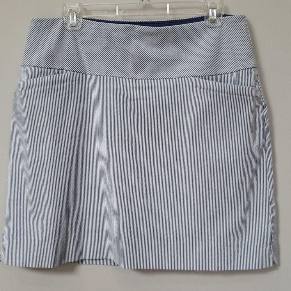 S.C. & CO. Skort Womens L Blue White Striped Skort Over Performance Knit Short